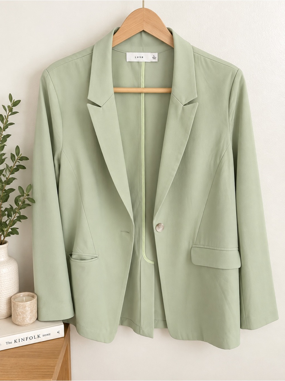 Lush Pale Sage Single-Button Blazer